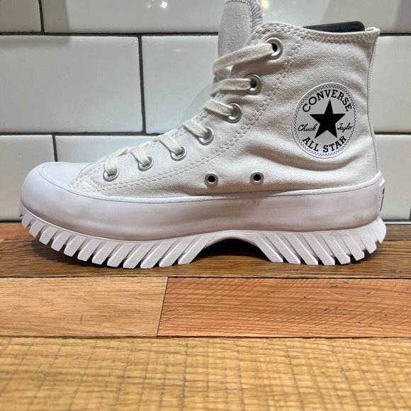 CONVERSE Women's Chuck Taylor All Star Lugged Canvas 2.0 White High-Top Sneakers - Picture 3 of 4